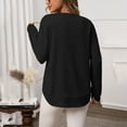 thumbnail image 6 of Holzkary Women's Crew Neck Long Sleeve Shirts Waffle Knit Loose Tops Basic Tees 2025 Casual Comfy Fall Outfits Clothes Side Split Basic Loose Tops 2025 Crew Neck Tops A Little Run Big Black L, 6 of 8