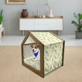 thumbnail image 3 of Tropical Pet House, Herringbone Stripes with Dots Background Summer Fruits Arrangement, Outdoor & Indoor Portable Dog Kennel with Pillow and Cover, 5 Sizes, Fern Green and Orange, by Ambesonne, 3 of 5