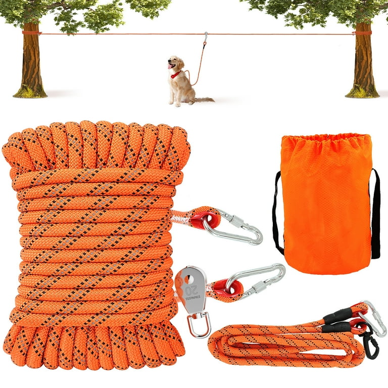Dog Tie Out Cable for Camping 50 Ft Dog Trolley System Runner