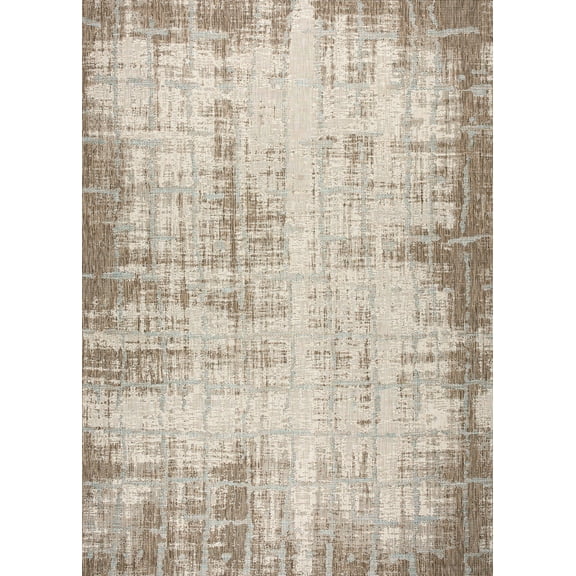 Couristan 6.5' x 9.5' Brown and Ivory Contemporary Rectangular Outdoor Area Throw Rug