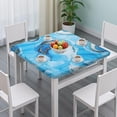 thumbnail image 3 of Blue Marble Gold Swirl Pattern Square Fitted Tablecloth with Elastic Edge,Square Table Cover,Washable Elastic Table Cover for Home Kitchen Party Decor 36"x36", 3 of 6