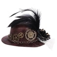 thumbnail image 2 of Tocado Gótico Mini Sombrero de Copa con Engranajes y Cadena para Mujer con Pluma Rosa y Encaje Adecuado para Disfraces Fiestas Temáticas Actuaciones, 2 of 9