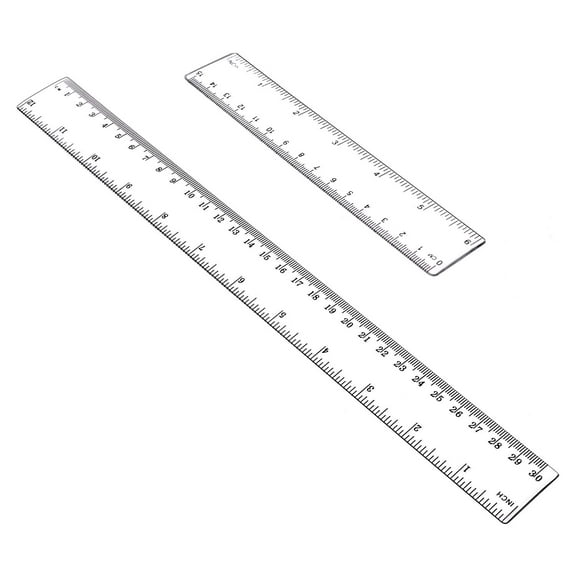 2 Pieces Plastic Ruler Flexible Ruler with Inches and Metric Measuring Tool 12" and 6" Inch