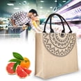 thumbnail image 3 of Vintage Bohemian Style Jute Handbag with Fine Workmanship and Durable Material, Unique Digital Pattern Print, Lightweight and Comfortable for Shopping, 3 of 8