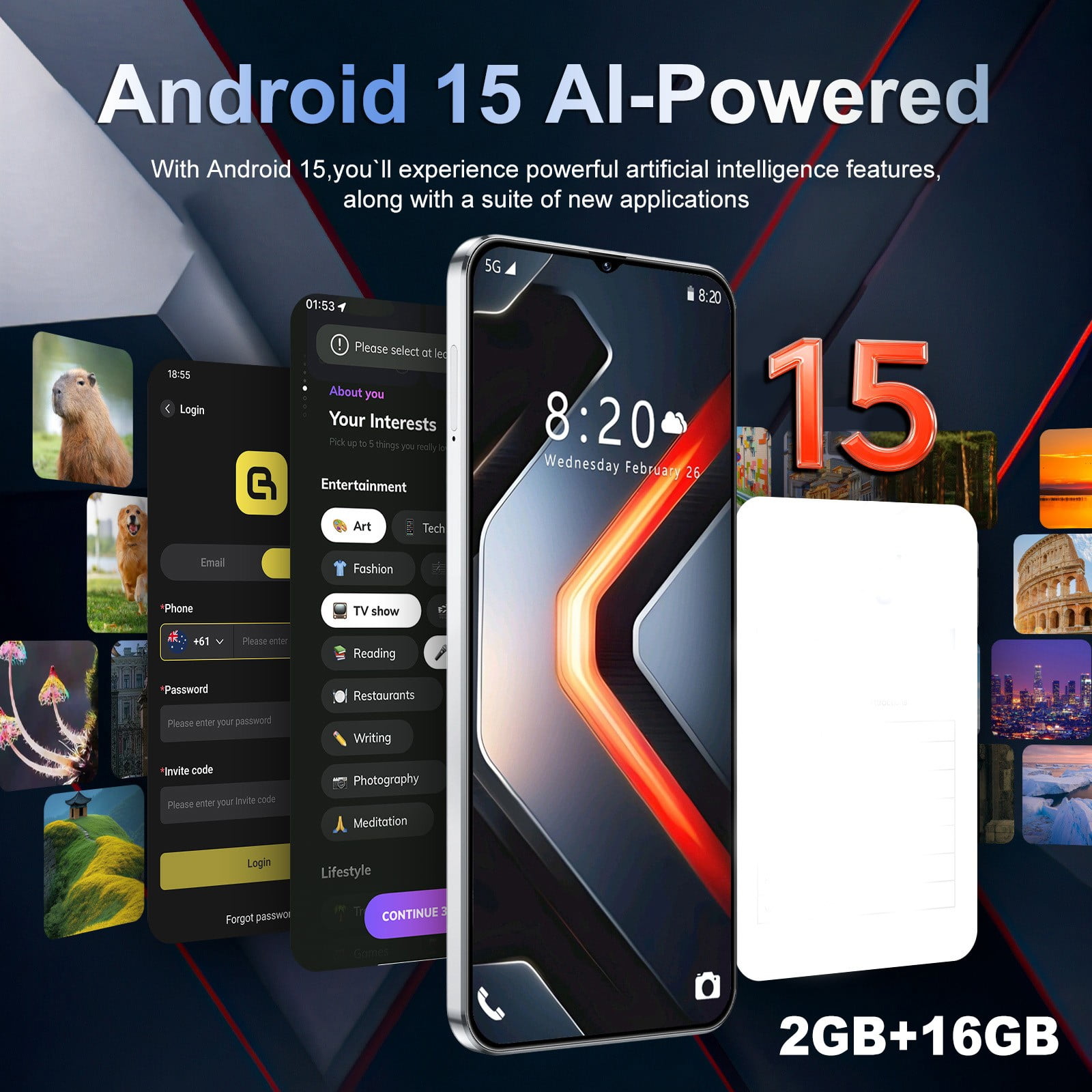6.28-Inch Android Smartphone with 16GB RAM, Dual SIM Standby, 3000mAh Battery, Quad-Core Processor, HD Camera, Face Unlock, and 4G Network Support