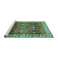 thumbnail image 2 of Ahgly Company Machine Washable Indoor Square Geometric Turquoise Blue Traditional Area Rugs, 6' Square, 2 of 4