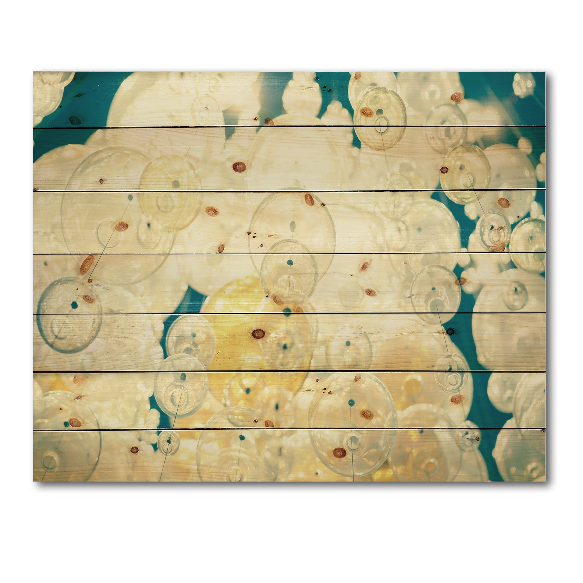 Designart 'Chandelier In The Form of Balls Abstract Art II' Modern Print on Natural Pine Wood