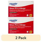 (2 pack) Equate Maximum Strength Sinus PE & Allergy Medicine, 24 Tablets