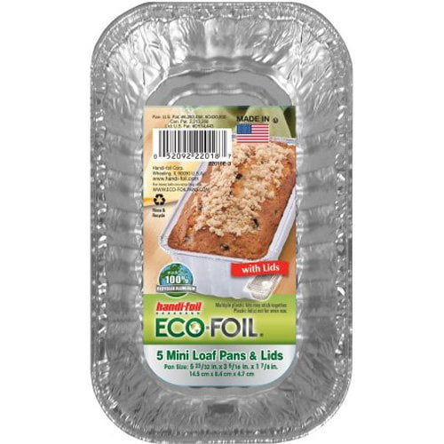 HandiFoil EcoFoil 5" Mini Loaf Pans with Lids, 5 Count