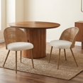 thumbnail image 3 of Dining Chairs Set of 2, LEGAHOME Farmhouse Rattan Dining Room Chairs with Rattan Backrest, Upholstered Kitchen Chairs Set of 2 with Cane Back & Metal Legs, Brown, 3 of 8