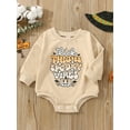 thumbnail image 3 of Wassery Baby Girls Boys Halloween Romper Beige Long Sleeve Letter Pumpkin Print Jumpsuit 3M 6M 12M 18M 24M Infant Fall Casual Pullovers 0-24M, 3 of 9
