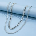 thumbnail image 4 of HAHDAXIA 2Pcs Chain Necklace for Men Silver Rope Chain Necklace Set Stainless Steel Necklace Chain for Boys Snake Chain Jewelry for Boys, 4 of 7