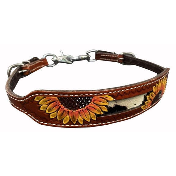 Showman Leather Wither Strap w/ Sunflowers & Hair-On Cowhide Inlay