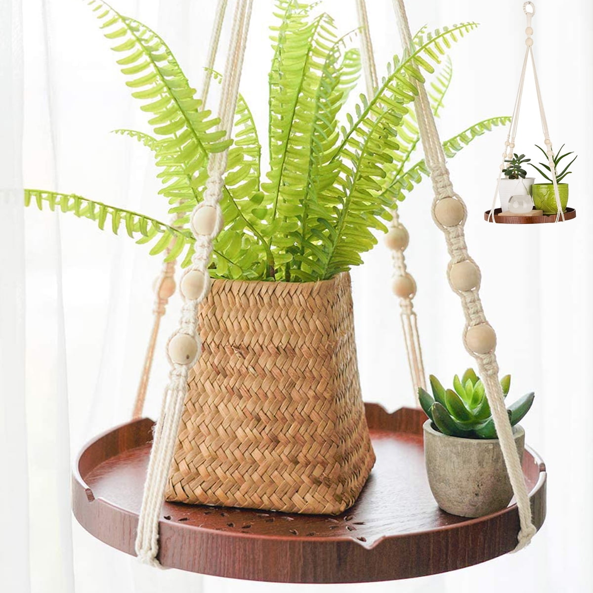Cream Medium Lovely Flower Pot Planter Basket-Home Office-Woven Knitted Effect 
