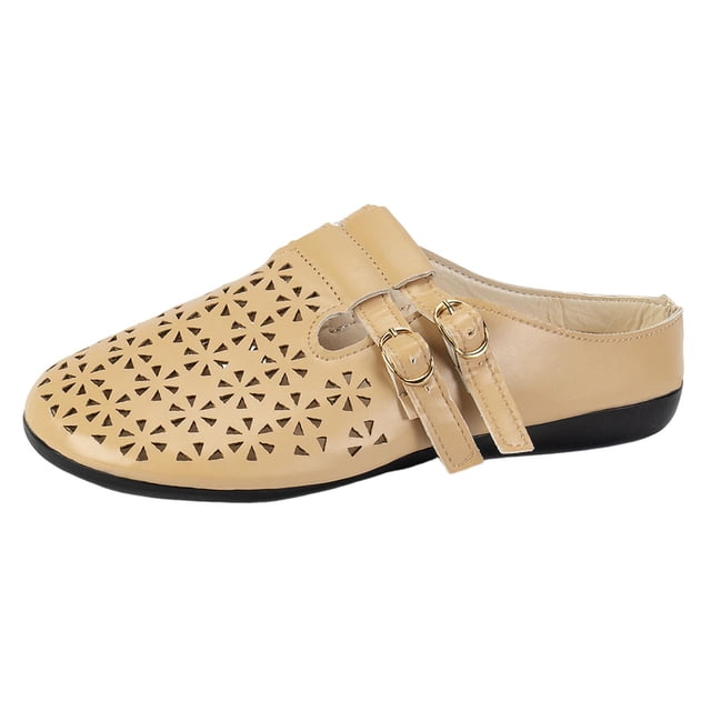 Amzcrzy Zapatos de mujer,Zapatos de mujer,Zapatillas de mujer, Zapatos de mujer de piel suave perforada con puntera ahuecada, cómodos zapatos de verano, sandalias de suela plana y suela blanda. Sanda