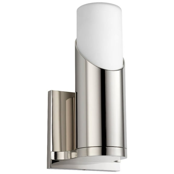 9.63 Inch 8.2W 1 Led Wall Sconce-Polished Nickel Finish-Matte White Acrylic Glass Color-3000 Color Temperature Oxygen Lighting 3-567-220