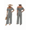 thumbnail image 3 of Women Striped Pleated Jumpsuits Dressy Summer Suspender Wide Leg Pants Rompers Overalls Black XL, 3 of 7