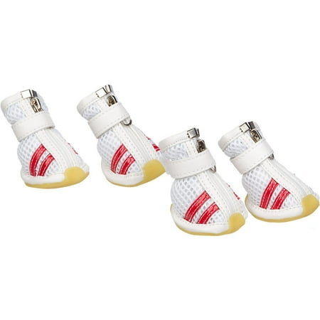 UPC: 0815617013455 | PET LIFE  Air-Mesh  Flexible Lightweight Sporty Fashion Breathable Pet Dog Shoes Sneakers Booties Boots w/ Rubberized Grips  Small  White & Red
