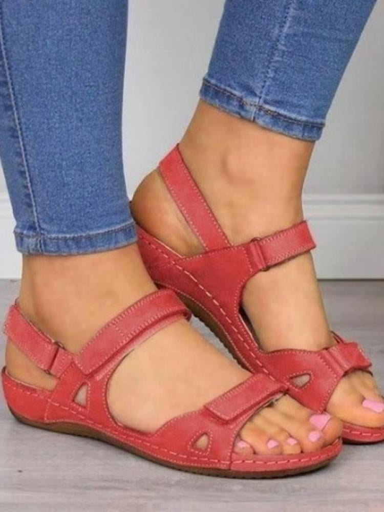 red bottom wedge heels