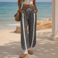 thumbnail image 6 of Women'S Printed Wide Leg Athletic Pants Elastic High Waist With Drawstring Loose Fit Striped Side Casual Joggers With Pockets, 6 of 6