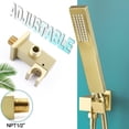 thumbnail image 6 of Solid Brass High Pressure Hand Held Shower Wand Square Head with Adjustable Supply Elbow Wall Connector Shower Holder and Hose Set, Brushed Nickel, 6 of 9