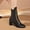 #015-Black, variant on Women's Chunky Heel Ankle Boots - Plus Size Comfortable Mid Heel Boots with Solid Color Design for Fall Winter, British Style Slip on Booties