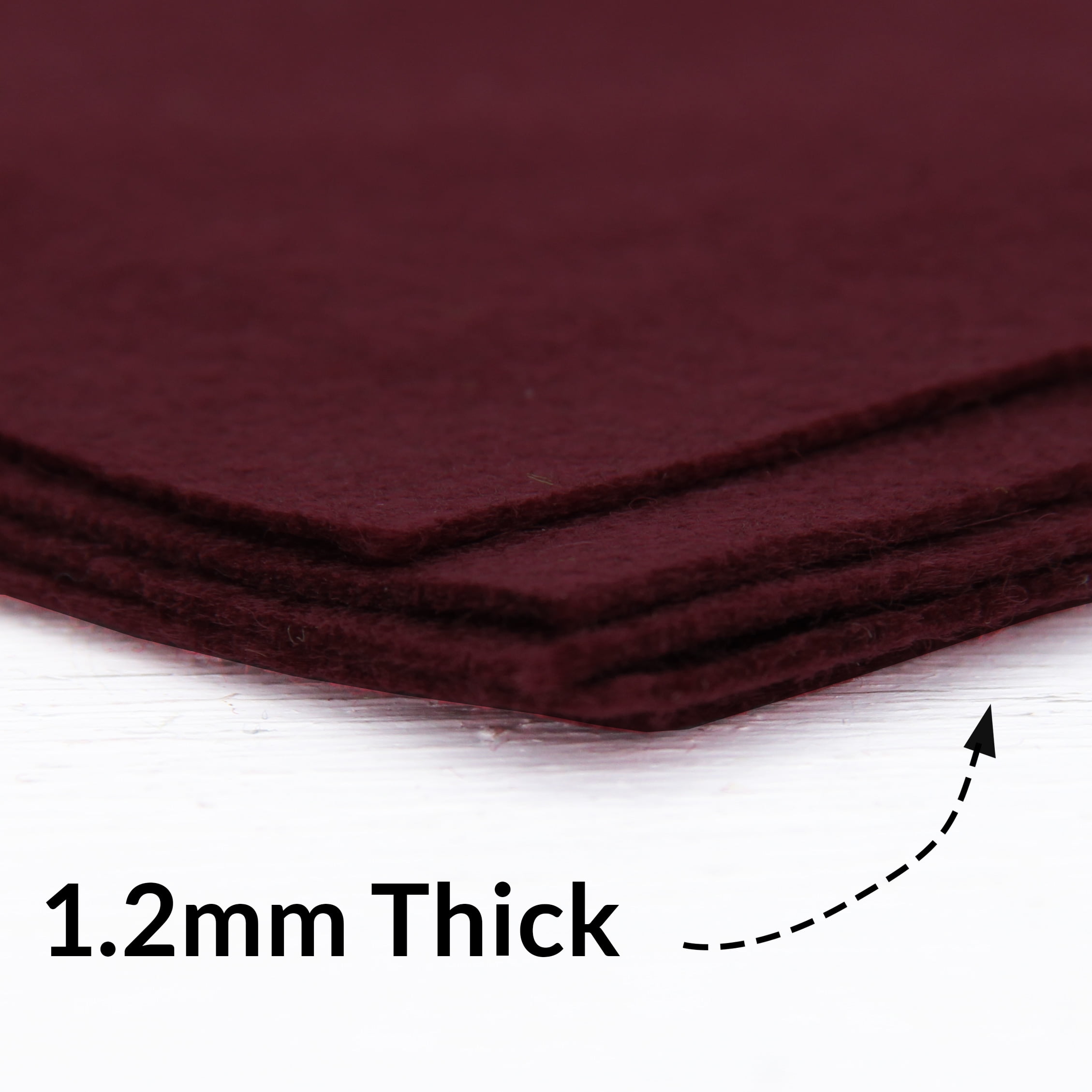 Threadart Premium Felt Sheets - 50 Sheets - 12" x 12" - Burgundy | Soft Wool-Like Feel | 1.2mm Thick for DIY Crafts, Sewing, Crafting Projects | Compatible with Cricut Maker