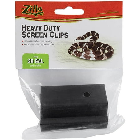 (2 Pack) Zilla Reptile Terrarium Covers Heavy Duty Screen Clips, Small 5-29 Gall