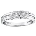 thumbnail image 1 of Men's Diamond Wedding Ring 10K White Gold High Polished Band, 1 of 3