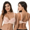 thumbnail image 6 of Curve Muse Plus Size Minimizer Underwire Unlined Bras with Embroidery Lace-3Pack-SAGE,LIGHT BROWN,BLUSH-36D, 6 of 7