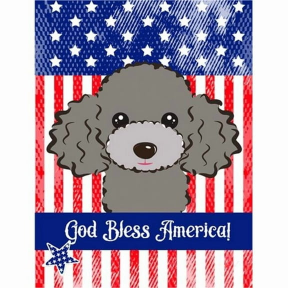 Caroline's Treasures BB2189GF God Bless American Flag with Silver Gray Poodle Flag Garden Size , Small, multicolor