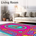 thumbnail image 2 of ODIKA 2'x3' Machine Washable Non-Slip Area Rug, Cheerful Animal Parade Featuring Elephant with Abstract Accents High Traffic Rug, Pink, 726524, 2 of 7