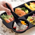 thumbnail image 5 of Divided Plates Tray Dinnerware - Microwave & Dishwasher Safe Plastic, 5-Section Design for Balanced Meals, Lightweight & Durable for Camping, Parties, and Family Dinners, 32.5x22x4cm, Black, 5 of 6
