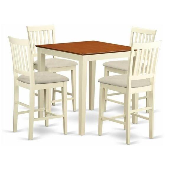Pemberly Row 5-piece Wood Dining Set in Buttermilk/Cherry