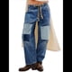 thumbnail image 2 of Pantalones Vaqueros Holgados de para Mujer, de Tiro Bajo, con Parches y Pernera y Bolsillos. Azul L, 2 of 7