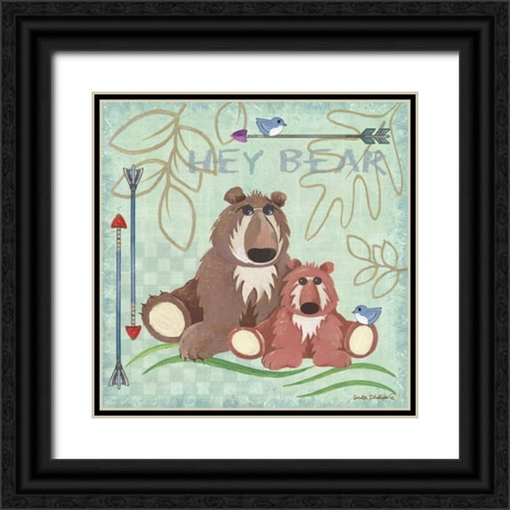 Phillips, Anita 26x26 Black Ornate Wood Framed with Double Matting Museum Art Print Titled - Lil Boys Bears Green