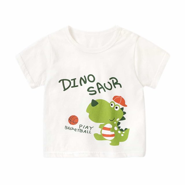T-shirts Garçons Manches Courtes T-Shirts Haut Décontracté avec Imprimés Tee Confortable Col Rond T-Shirt Enfant Blanc 5 Ans-6 Ans