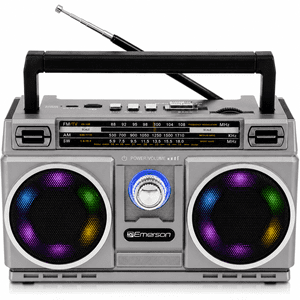 Emerson Portable Bluetooth Boombox with 4-Band Shortwave Radio