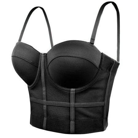 Fjofpr Deals Black Corset Tops for Women Women s Elastic Mesh Fishbone Corset Inside And Outside Wearing Suspenders Female Corset Waist