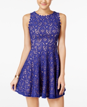 juniors lace fit and flare dress