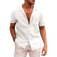 thumbnail image 2 of Camisa de manga corta Cárdigan para hombre, camisa de lino y algodón, informal, de negocios, transpirable, con solapa, primavera y verano, novedad, 2 of 4