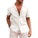 thumbnail image 2 of Camisa de manga corta Cárdigan para hombre, camisa de lino y algodón, informal, de negocios, transpirable, con solapa, primavera y verano, novedad, 2 of 3