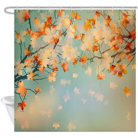 Falling Maple Leafs Shower Curtain, Harvest Shower Curtain Liner