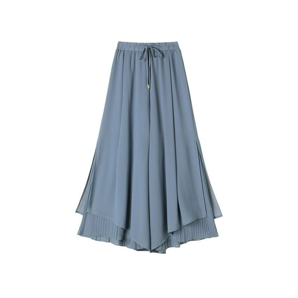 Jumpingount Pantalones de pierna ancha para mujer, hasta los tobillos, lisos, informales, ajustados, de cintura alta, pantalones elegantes a la Prendas para la parte inferior del cuerpo