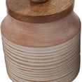 thumbnail image 4 of DecMode 8", 7", 6"H Light Brown Ceramic Decorative Jars with Wood Lids, 3-Pieces, 4 of 8