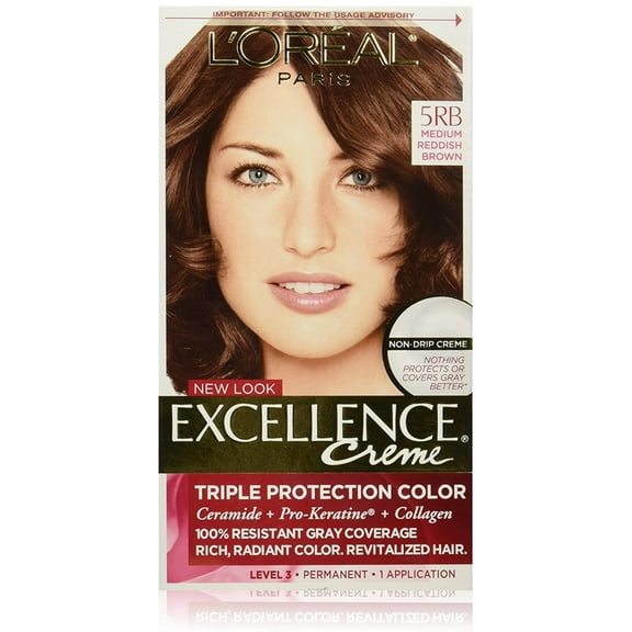 L'Oreal Paris Excellence Creme Triple Protection Hair Color, Medium Reddish Brown [5RB], 1 Each