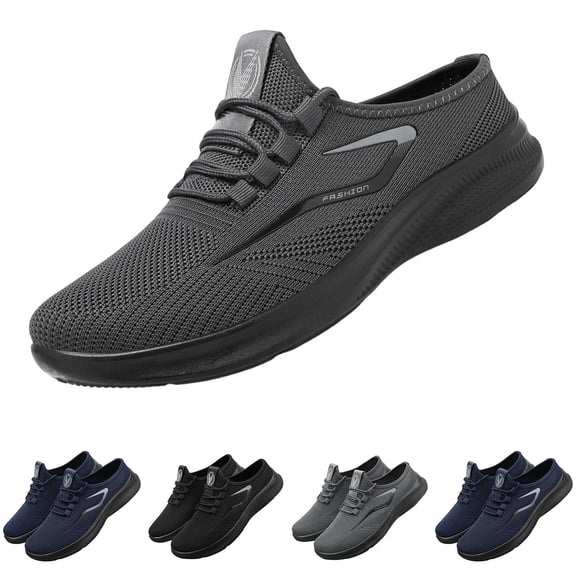 Mens Running Shoes Walking Sneakers Tennis Gym Slip on Athletic Non Slip Breathable Casual Sport Shoe Gray 39