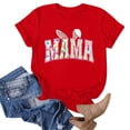 thumbnail image 2 of Easter Fashion Women's Casual Round Neck Bunny Print T-Shirt Red S, 2 of 4