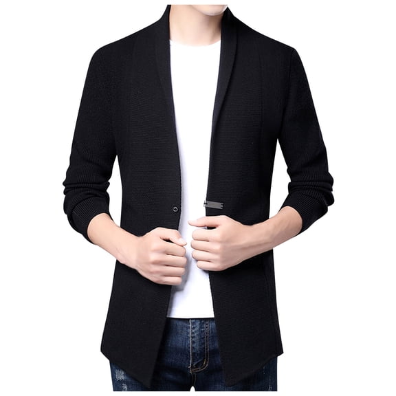 Vedolay Mens Cardigan Fall Mens Knitted Button Cardigan Stand Collar Sweaters Black,3XL