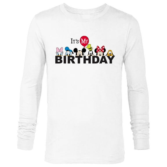 Disney Mickey and Friends It's My Birthday - Long Sleeve T-Shirt for Men -Customized-White